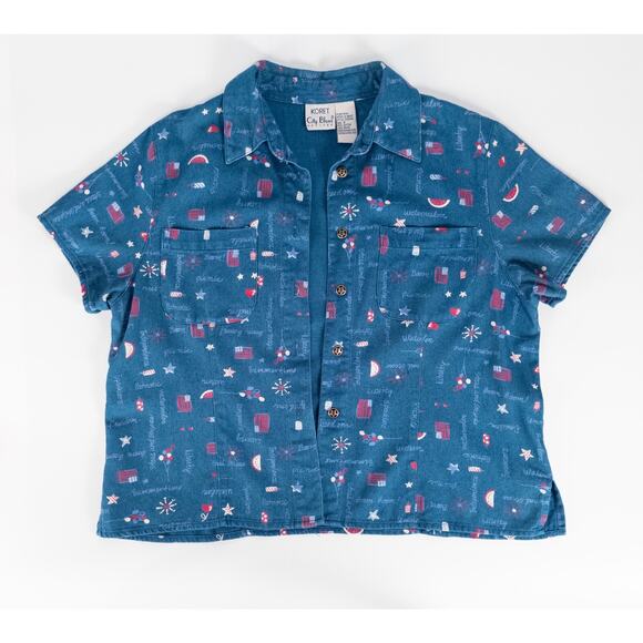 Vtg Americana Denim Dress SMALL 6-8 Jean Jumper American Flag Patriotic July 4th - Picture 11 of 13